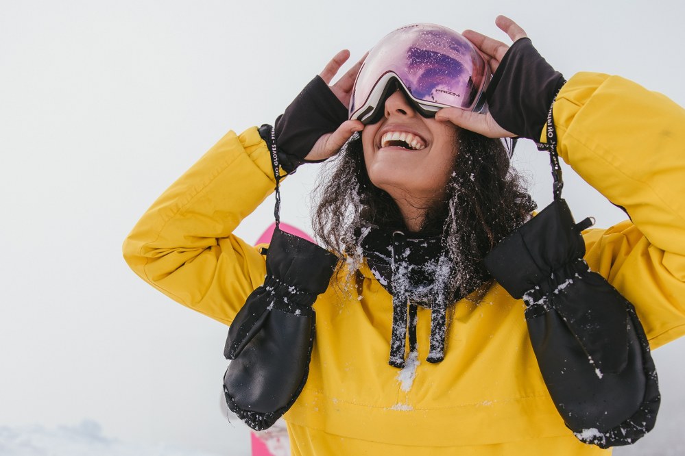 girl with ski goggles