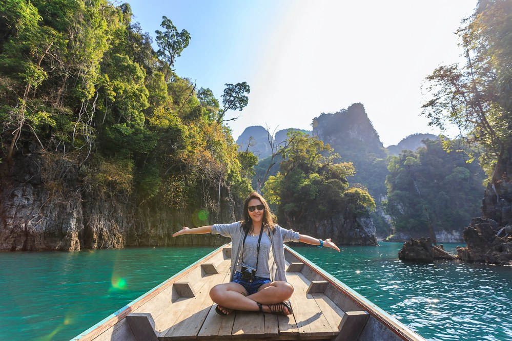 happy young woman on holiday